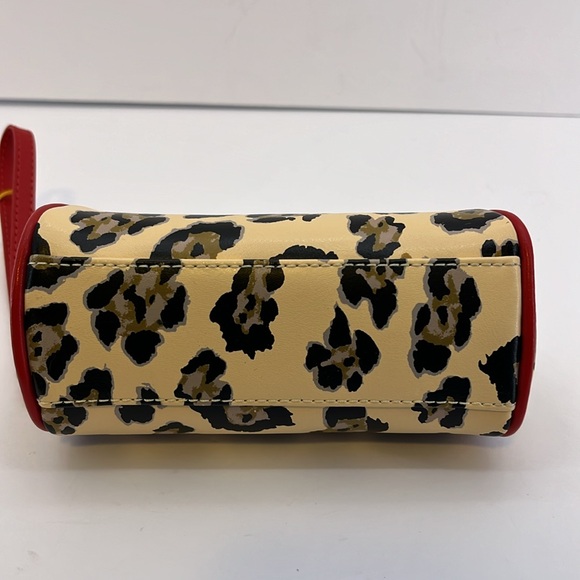 Baekgaard Leopard Print with Red Trim & Silver Hardware Kiss Lock Wristlet NWT - Picture 6 of 15